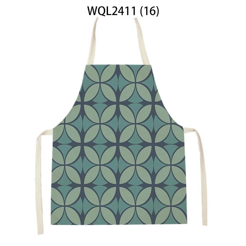 Geometry Stripe Triangles Pattern Kitchen Apron for Women Linen Bibs House Cleaning Pinafore Home Cooking Apron Accessories