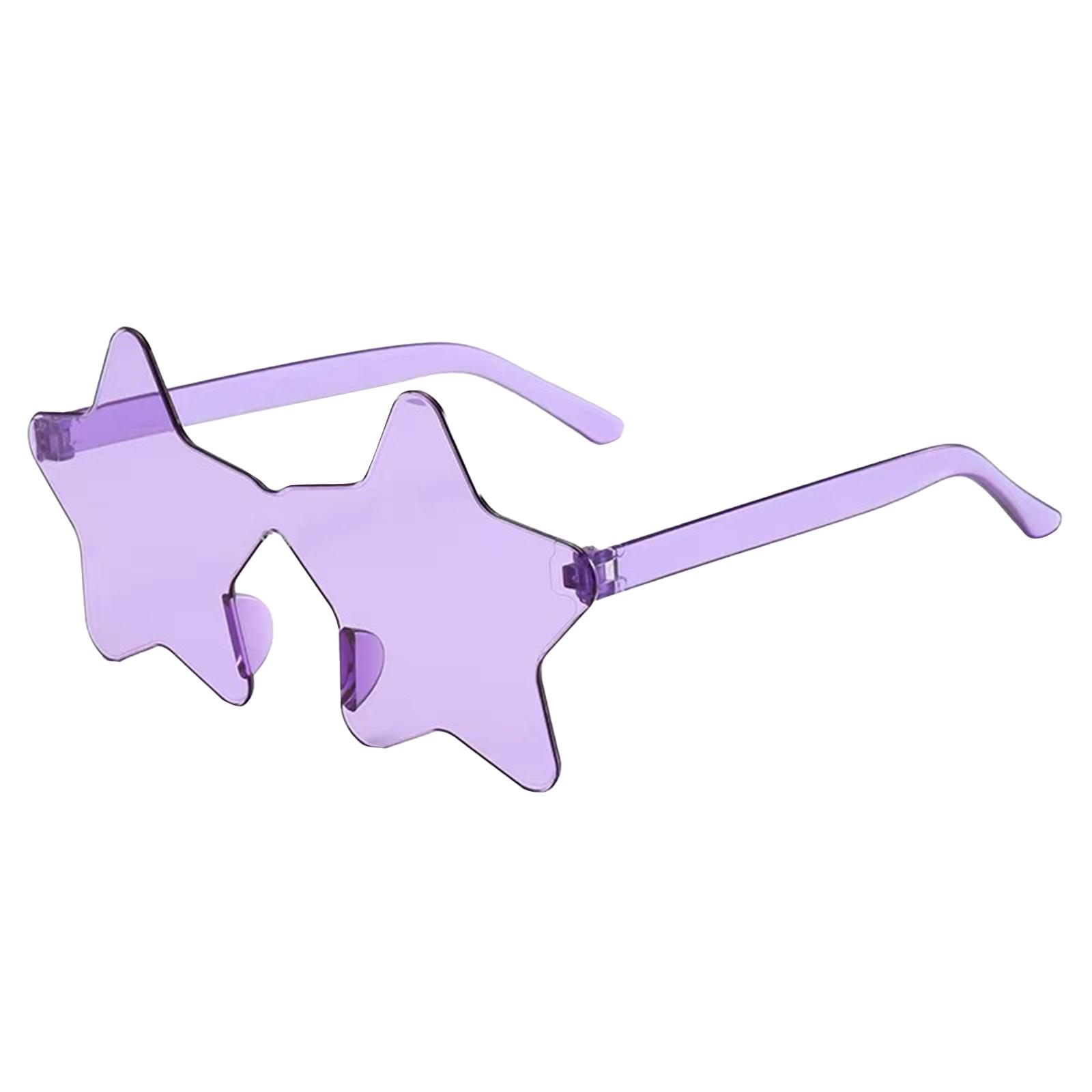 

Солнцезащитные очки без оправы в форме звезды, прозрачные солнцезащитные очки ярких цветов для вечеринок для девочек, мальчиков, женщин One Size фиолетовый