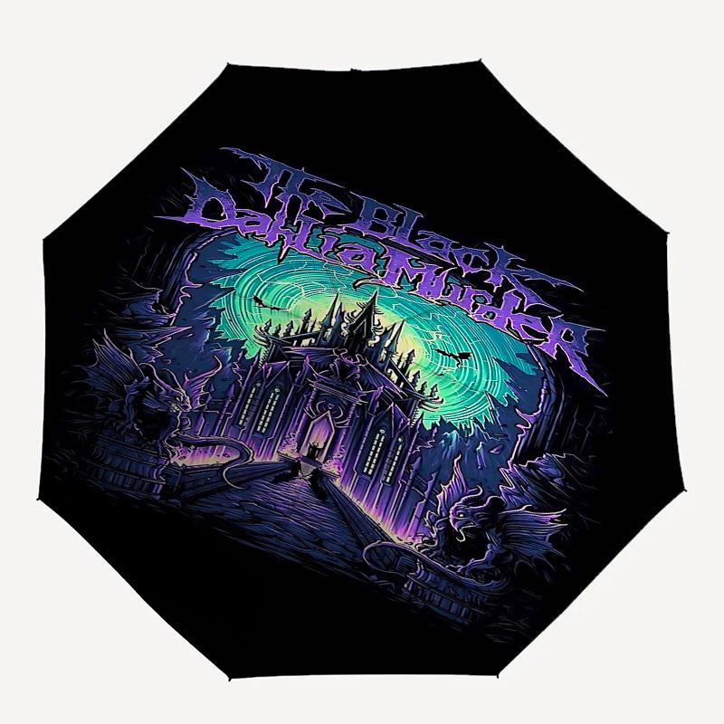 

1pc Black Dahlia Murder Automatic Open/Close Umbrella with 8-Rib Windproof Canopy10203