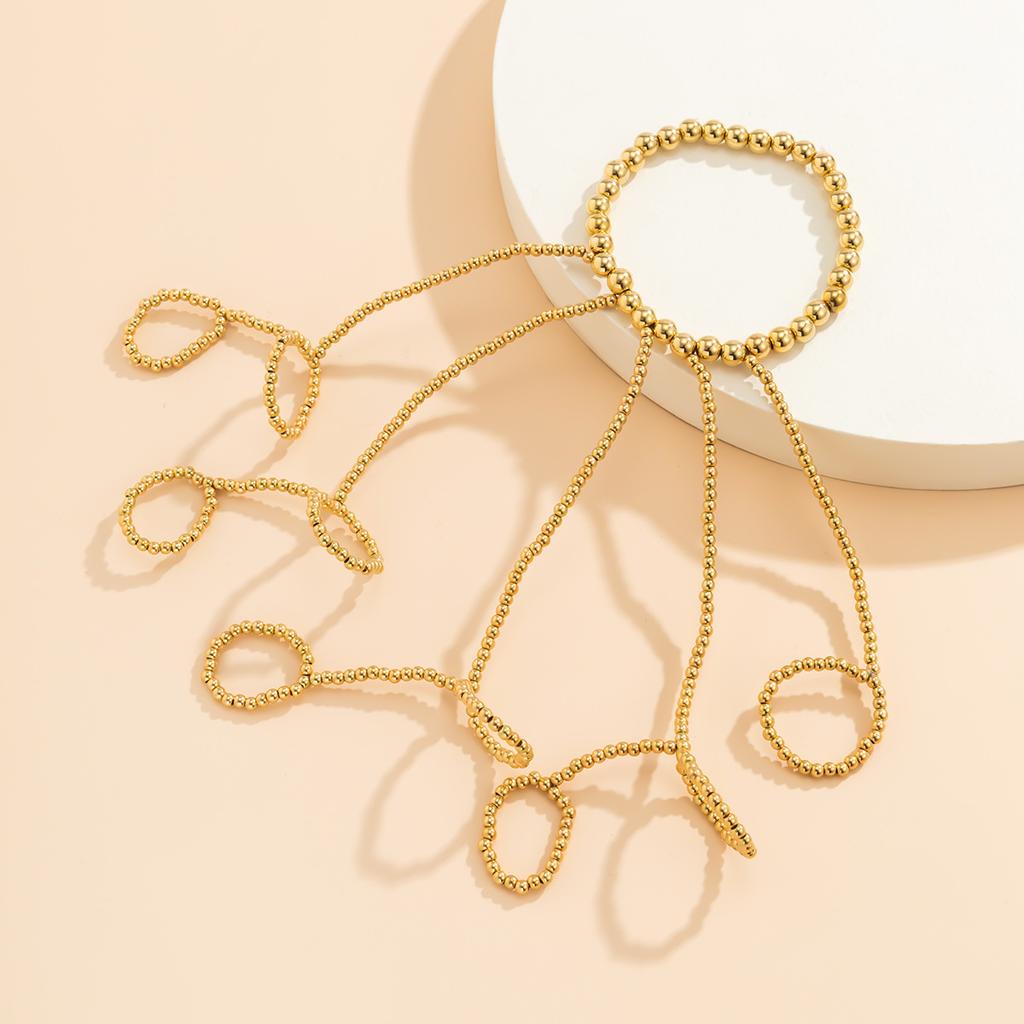 Punk Geometric  Chain Wrist Bracelet for Women Ring Charm Set Couple Emo Fashion Jewelry Gifts Pulsera Mujer