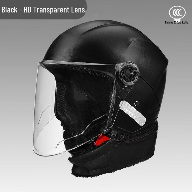 Unisex Winter Half Helmet for Electric Motorcycles - All-Season Cold Protection, Warm, 3C Certified