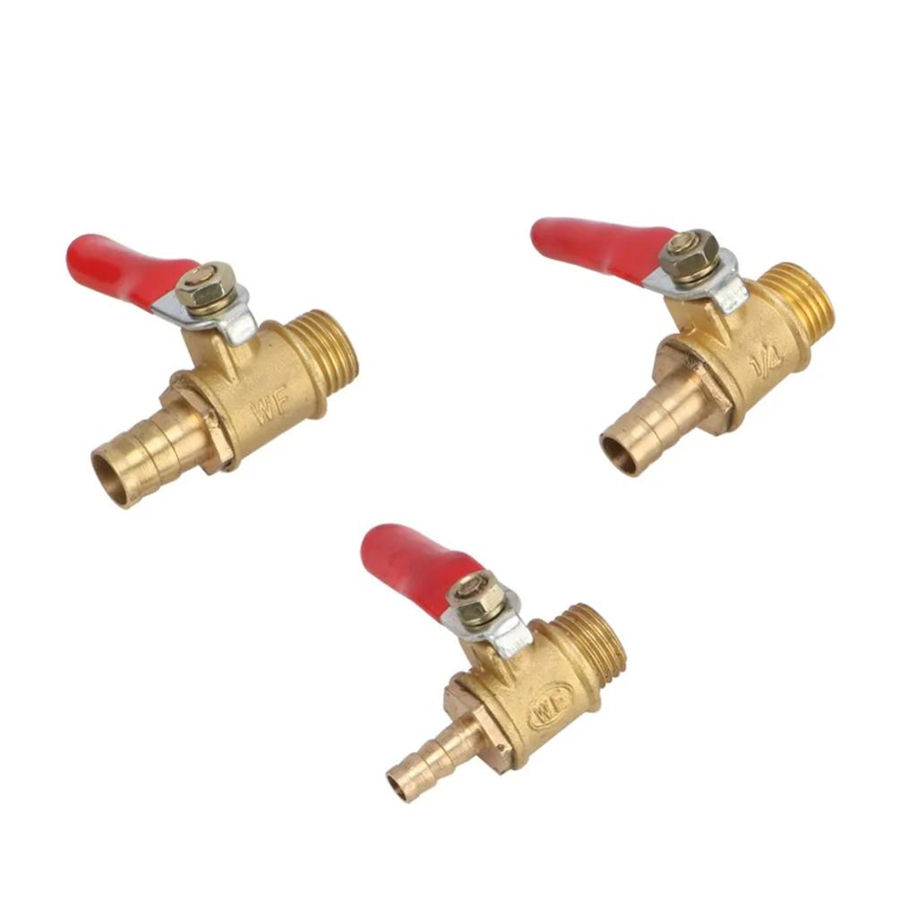 1/8" 1/4" 3/8" 1/2" Außengewinde Messing Kugelhähne 6/8/10/12mm Schlauchtüllen Wasser Öl Luft Gas Kraftstoffleitung Absperr-Kugelhähne
