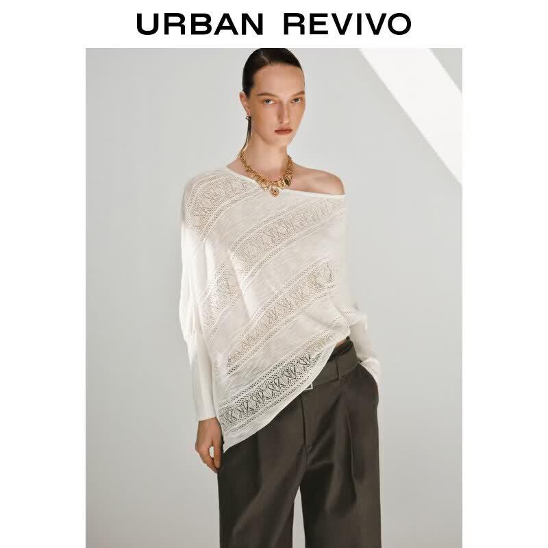 UR Women's Autumn Hollow Out Jacquard Knit Sweater