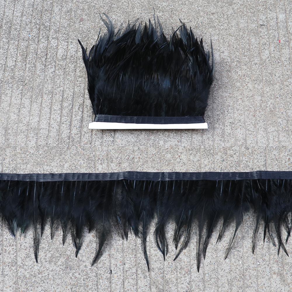 Feather5 10Meters Rooster Feather Trim 8-13CM Colored Chicken Feathers Ribbon  3-5" Saddle Pheasant Feathers Trim Fringe