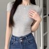 Basic Short Sleeve T Shirt Pullover Slim Crop Tops Solid Color Tees Shirts Women  Summer