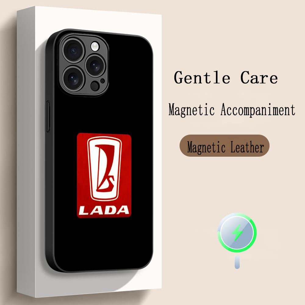 Cool Car L-la-Da Fashion Logo Design Phone Case For iPhone 17 16 15 14 13 12 Plus Pro Max High-end Luxury Magsafe Sheepskin