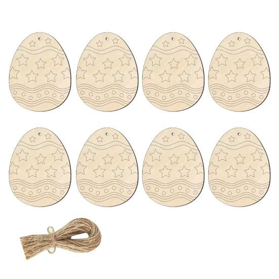 8 ks Dřevěná velikonoční vajíčka Závěsná dekorace Ručně vyráběná Dětské DIY Malování Nedokončená vajíčka Ozdoba Sváteční párty Dekorace Přívěsek