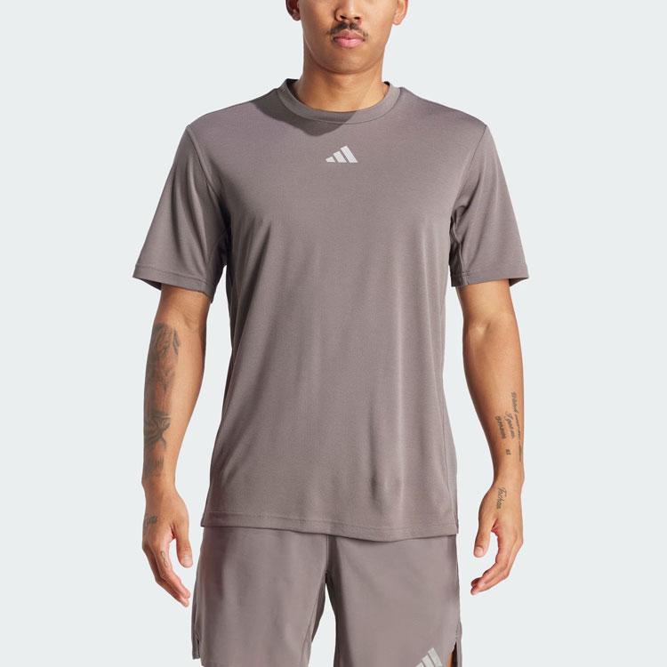Adidas Hiit Workout 3-Stripes Quick-Dry Fitness Short Sleeve T-Shirt Men Tops Charcoal-Grey IS3720