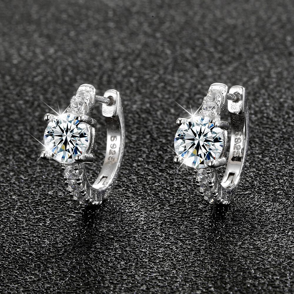 1CT Luxury Texture Ear Buckles S925 Silver Moissanite Earrings Elegant Temperament Women Jewelry Ideal Birthday Present