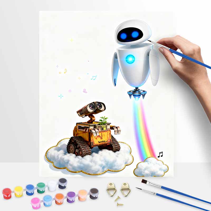 Disney Oil Paint Digital Painting Art Kit Robot Love Theme FillIn Painting Home Decor