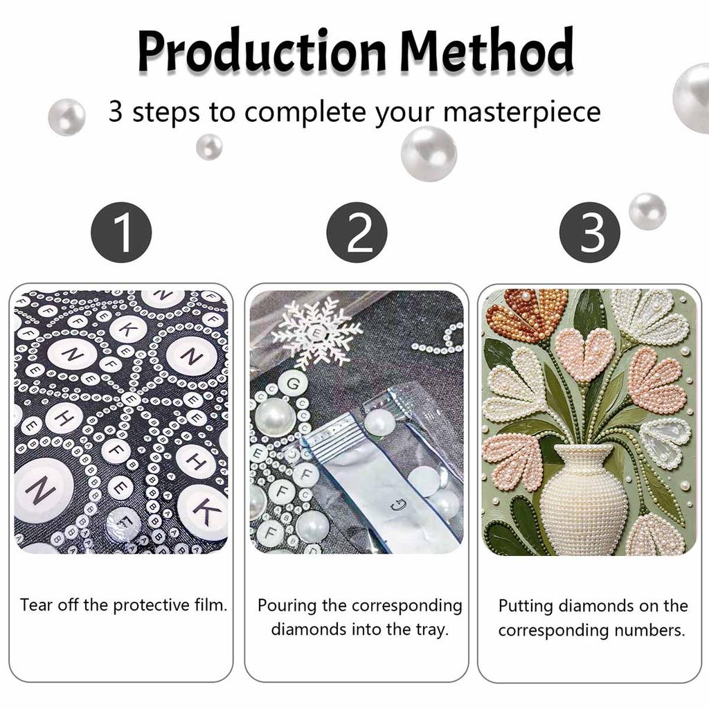Rahmenloses Perlenmalerei-Set Blumen-Vase Abstraktes Design DIY Funkelnde Leinwandkunst für Moderne Raumdekoration