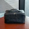 Women Genuine Leather Cosmetic Bag Retro Large Capacity Makeup Organizer Portable Zipper Toiletry Bag