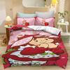 Cute Girls Pink Cartoon Strawberry Sweetheart Bedding Set Kids Duvet Cover 2/3Pcs Anime Bed Quilt Cover Pillowcase Home Textile