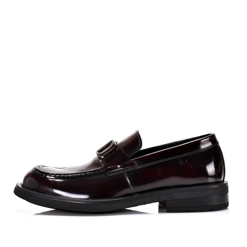 Spring And Autumn New Men'S Handmade Square Head Business Casual Leather Shoes British Dress Foot Cover Leather Breathable Big Head Leather Shoes