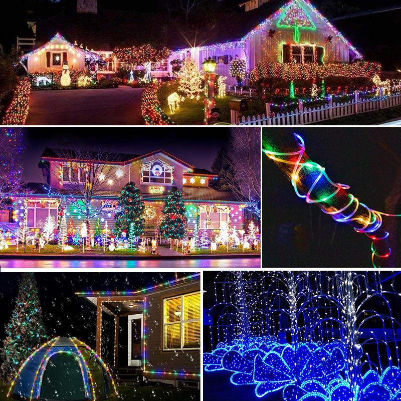 Solar LED Rope Lights Fairy Tube Light String Outdoor Waterproof 8 Mode 5M/10M/20M Light for Home Garden Christmas Wedding Decor