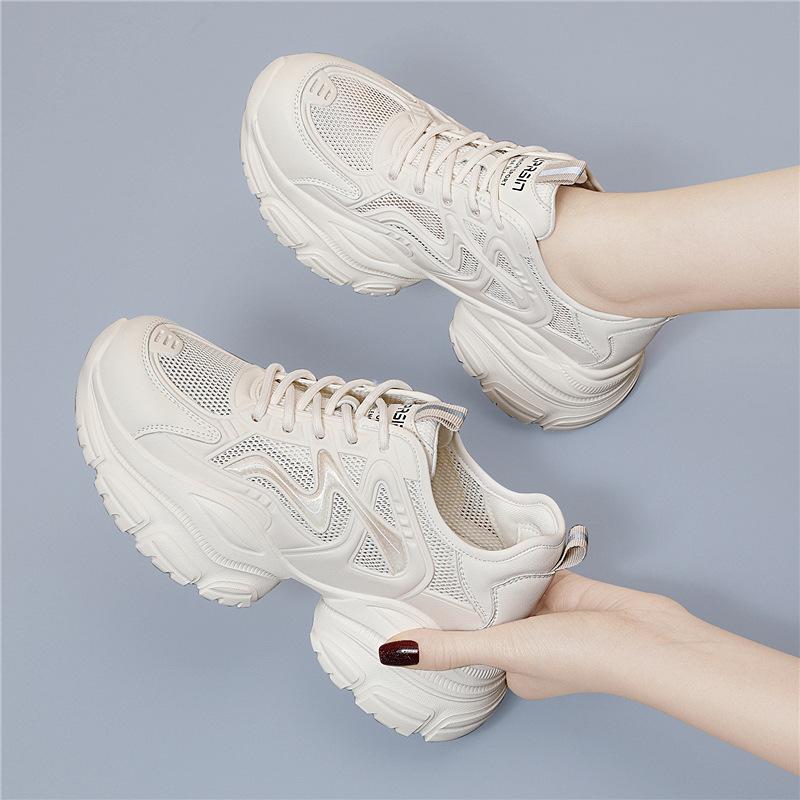 

Thick-soled dad shoes for women and small people increase in height, new spring mesh sneakers, breathable single mesh shoes, new models 40