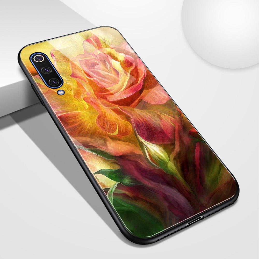 Чехол для Xiaomi 9 se, стеклянная задняя крышка, чехол Mix 3 с цветочной розой для Xiaomi mi 8 8se lite explorer mi 9 9se mix 2 2s 3 CC9