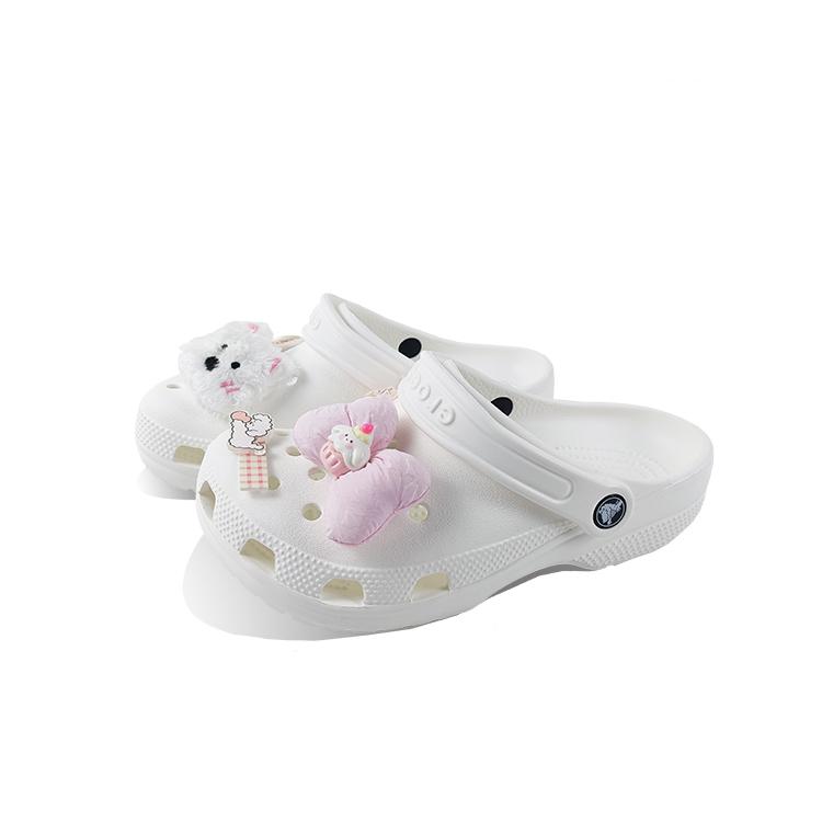 

Crocs Classic clog EVA bow puppy fashion cute home casual school style hole shoes unisex white 43-44 белый
