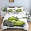Cartoon Tank Duvet Cover War Theme Bedding Set For Kids Boys Man Soldier Camouflage Army Acting Polyester Comforter Cover King