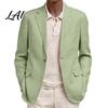 Polyester Single Button Coat Men Casual Blazer Notch Lapel Suit Jacket Structured Daily Wear Jacket Business for Wedding Office Layering Pieces