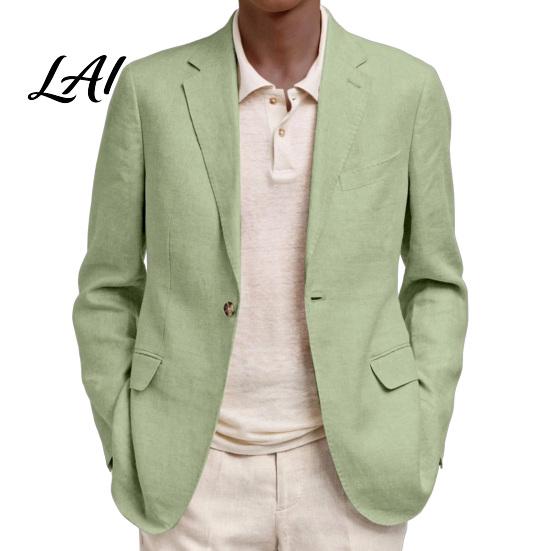 Polyester Single Button Coat Men Casual Blazer Notch Lapel Suit Jacket Structured Daily Wear Jacket Business for Wedding Office Layering Pieces