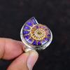 Purple Shade Ammonite Fossil Ring 925 Sterling Silver Ring Handmade Adjustable Ring Antique Jewelry Gemstone Ring Gifts for Him Decent Ring