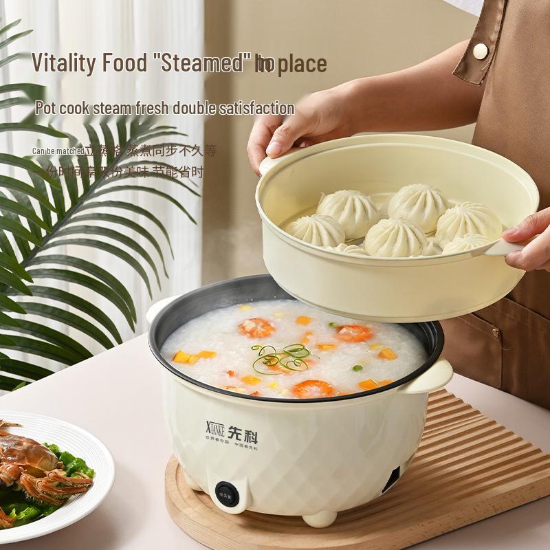 Xiangke Double-Layer Ceramic Electric Cooker: 24CM Non-Stick Hot Pot with Steamer