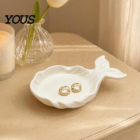 Dressing Table Organizer 3D Printed Fish Shape Jewelry Tray, Girlish Decorative Trinket Dish, Desktop Small Item Storage Tray for Dresser Entryway