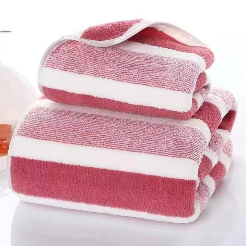 Thickened Absorbent Bath Towel Soft Face Towel Two-Color Striped Bath Towel Towel for Home Bathroom