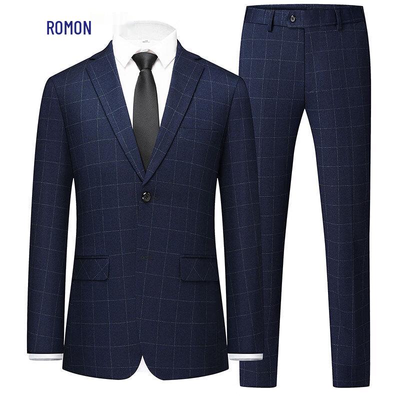 Romon Men s Slim Fit Stretch Business Suit Set 4XL