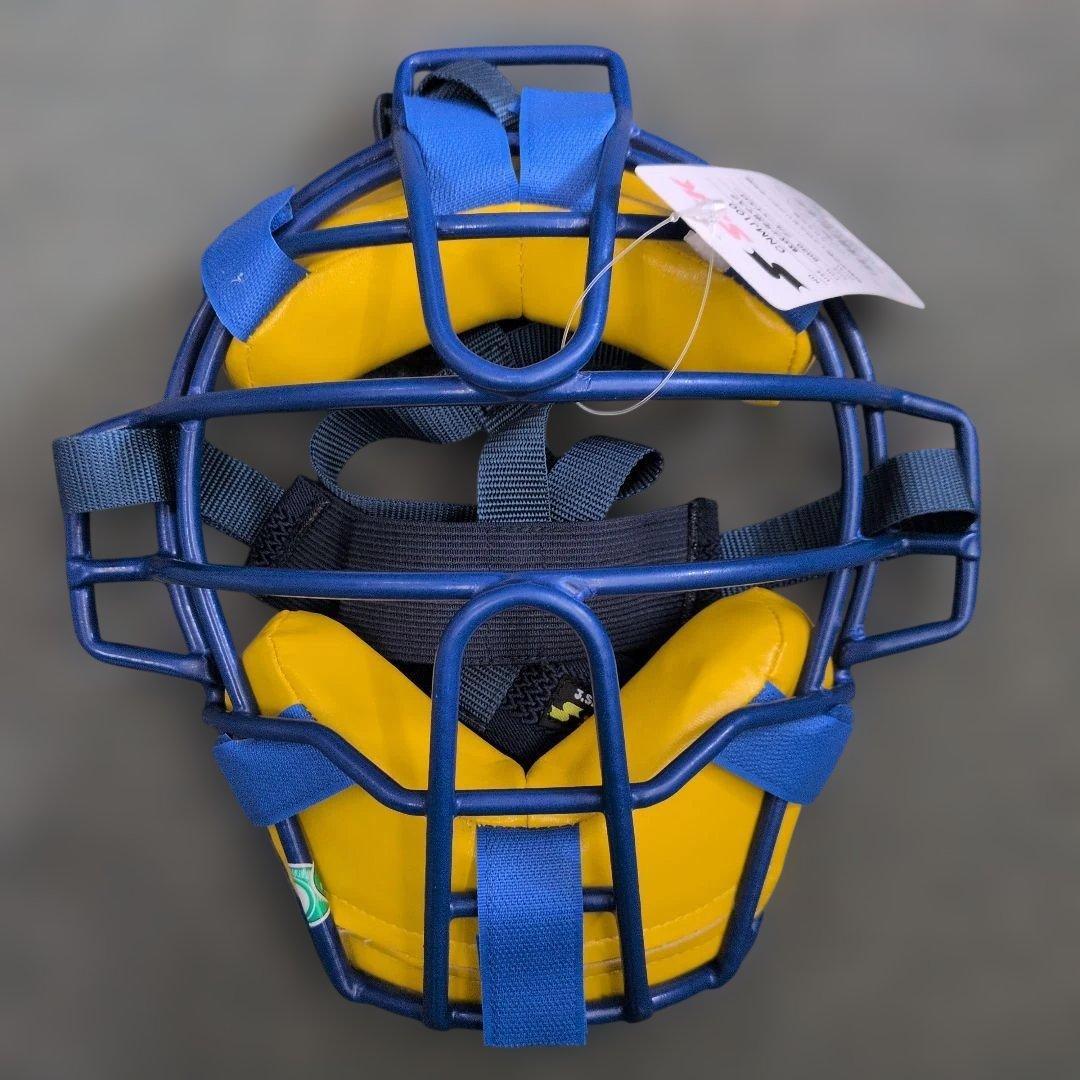 Used SSK Softball Boys Catcher Mask Navy Yellow