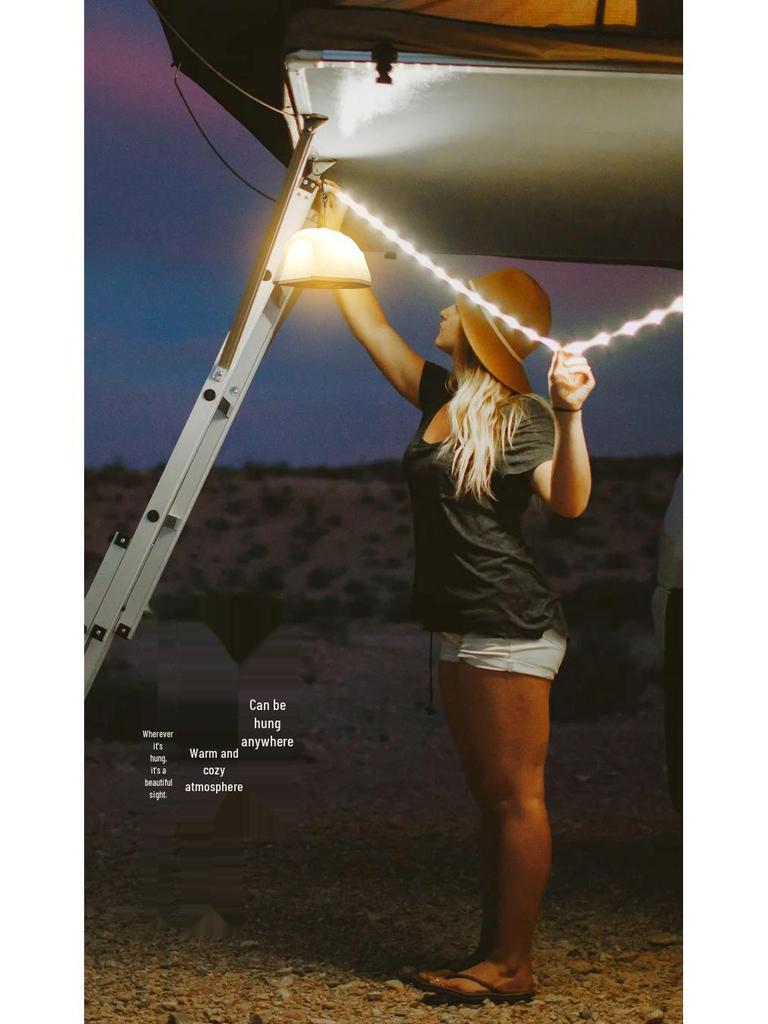 Stepless Dimming Multi-functional Camping Lantern with Pull-string Lights and Long Battery Life for Outdoor Tents