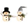 Christmas Luminous Snowman Ornament with Black & White Plaid Scarf Hat