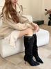 High Heeled Boots Autumn/Winter Pointed Head Thin Heel Maillard Stack