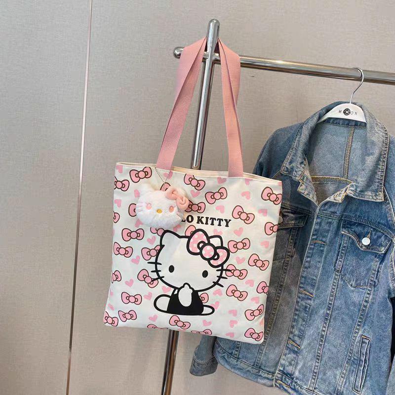 KT Cat Canvas Tote Bag Cartoon Design Versatile Large Capacity Perfect for Books Commuting 847₽
