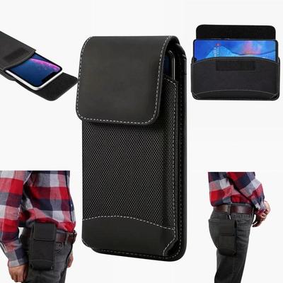 Men's Lightweight Leather Waist Phone Bag - Oxford Nylon, Horizontal/Vertical Style