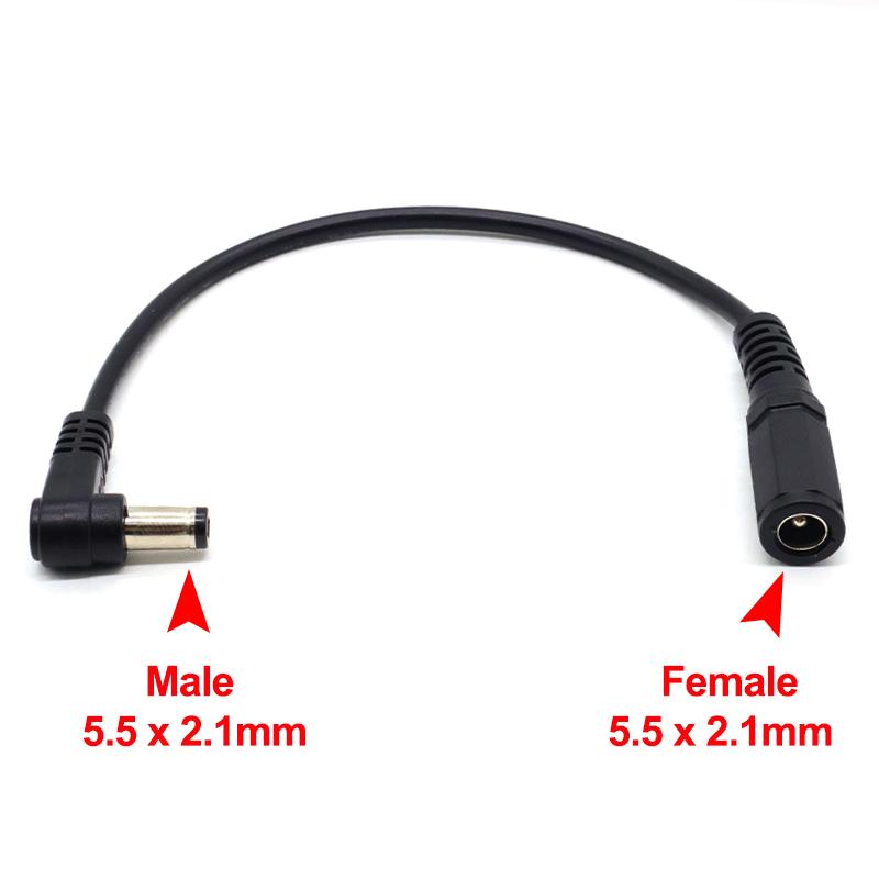 1/3Pcs Diy Accessories Dc 5.5 X 2.1Mm Cable Male To Female Adapter Right Angle 90 Degree Charging Cable