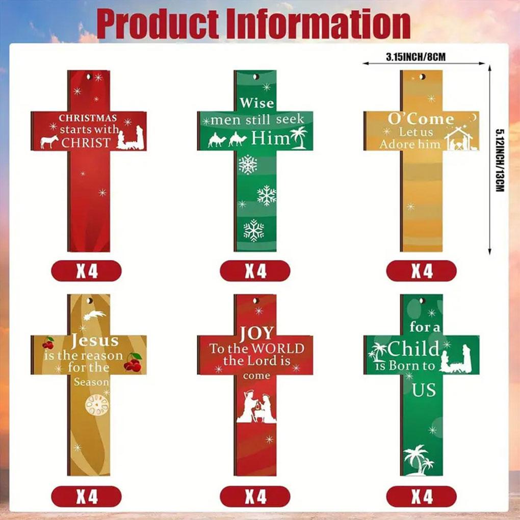 Wooden Cross Christmas Ornament – Prayers For Peace Hope And Love Christmas Decoration Tree