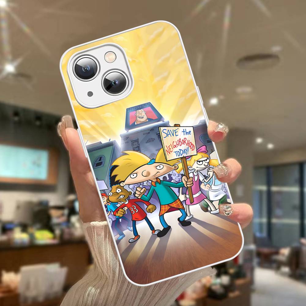 Hey A_Arnolds Cartoon For IPhone 14 13 12 Mini 11 Pro XS Max X XR 14 Plus Tempered Glass Cover