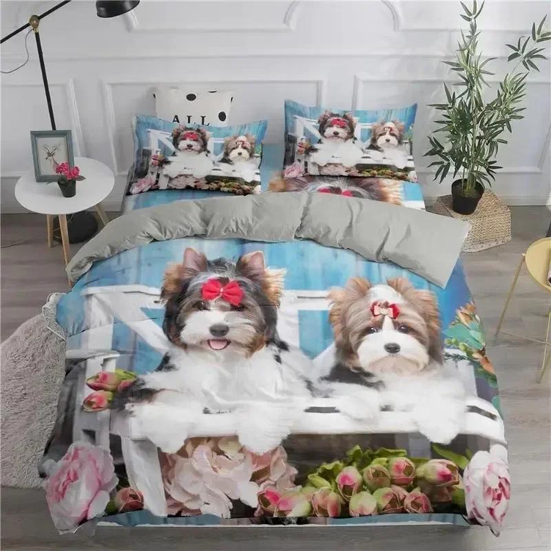 Dog Cute Samoyed Bedding Set Boys Girls Twin Queen Size Smiling Angel Lovely Puppy Duvet Cover Pillowcase Bed Kids Adult