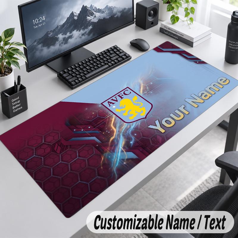 Custom Name Text Mouse Pad Aston Villa Personalized Desk Pad For Work And Gaming