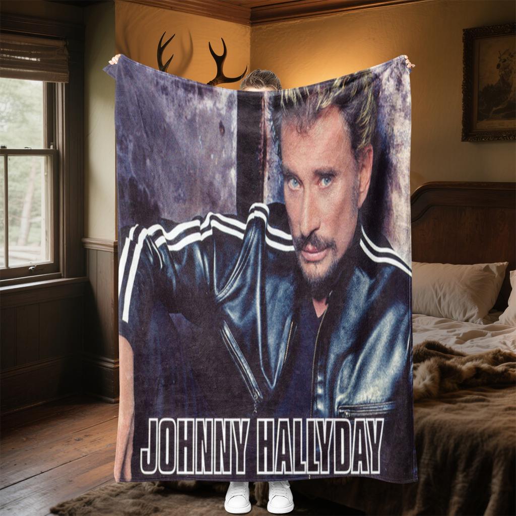 French legendary rock singer and actor Johnny Hallyday blanket soft home furnishing nap decoration four seasons warm Sherpa blanket U17