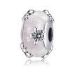 WOSTU 925 Silver Transparent Pink Glass Butterfly Charm Insect Flower Murano Beads Bracelet & Bangle Jewelry Gift