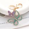Delicate Butterfly Keychain Rhinestones Key Rings Colorful Key Chain Adornment