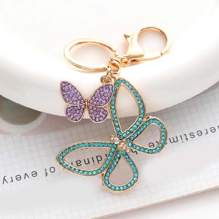 Delicate Butterfly Keychain Rhinestones Key Rings Colorful Key Chain Adornment