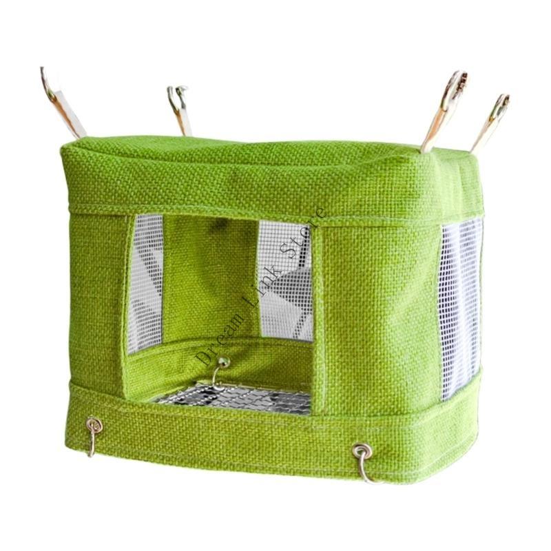 

Q1FD Hanging Birdcage Hammock Swing for Parrots for Feathered Pet Cage Bird Entertainment Supplies Teeth Care зелений