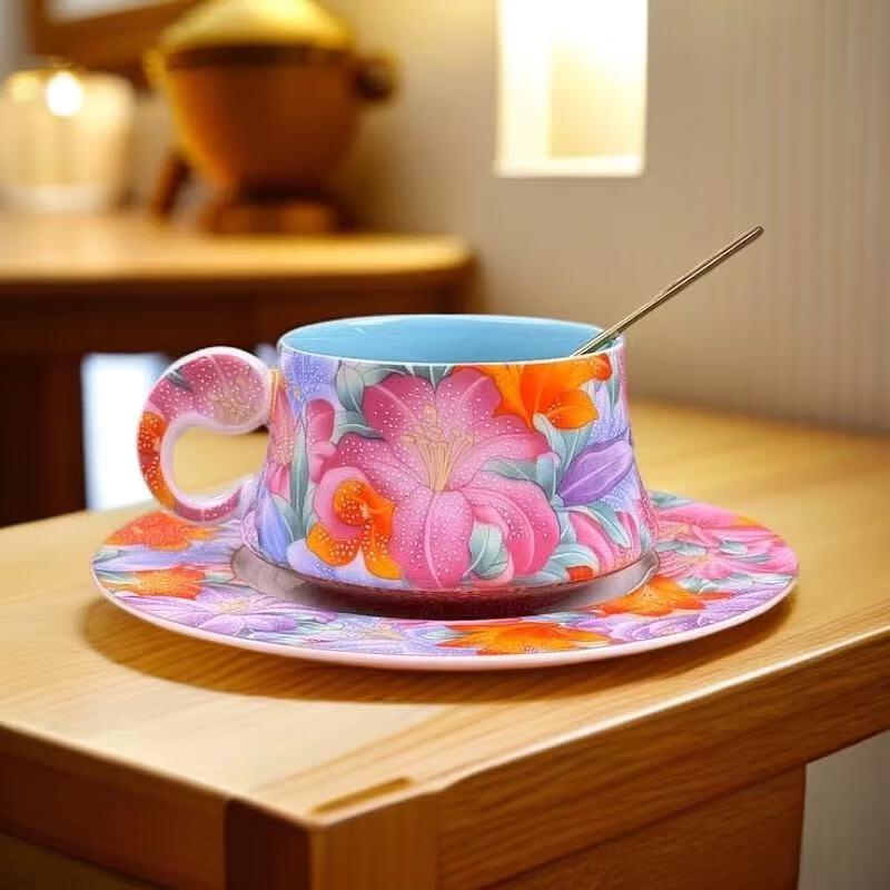 Hongyuetang Forbidden City Enamel Coffee & Tea Cup Gift Set