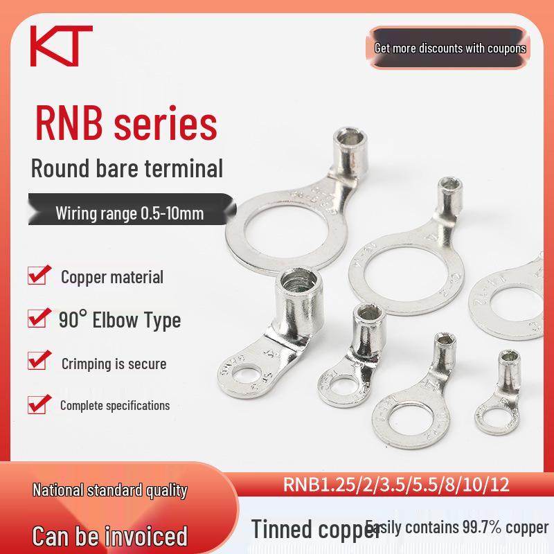 RNB1.25-90D Copper L-Shaped 90° Elbow Cold-Pressed Terminal Connector
