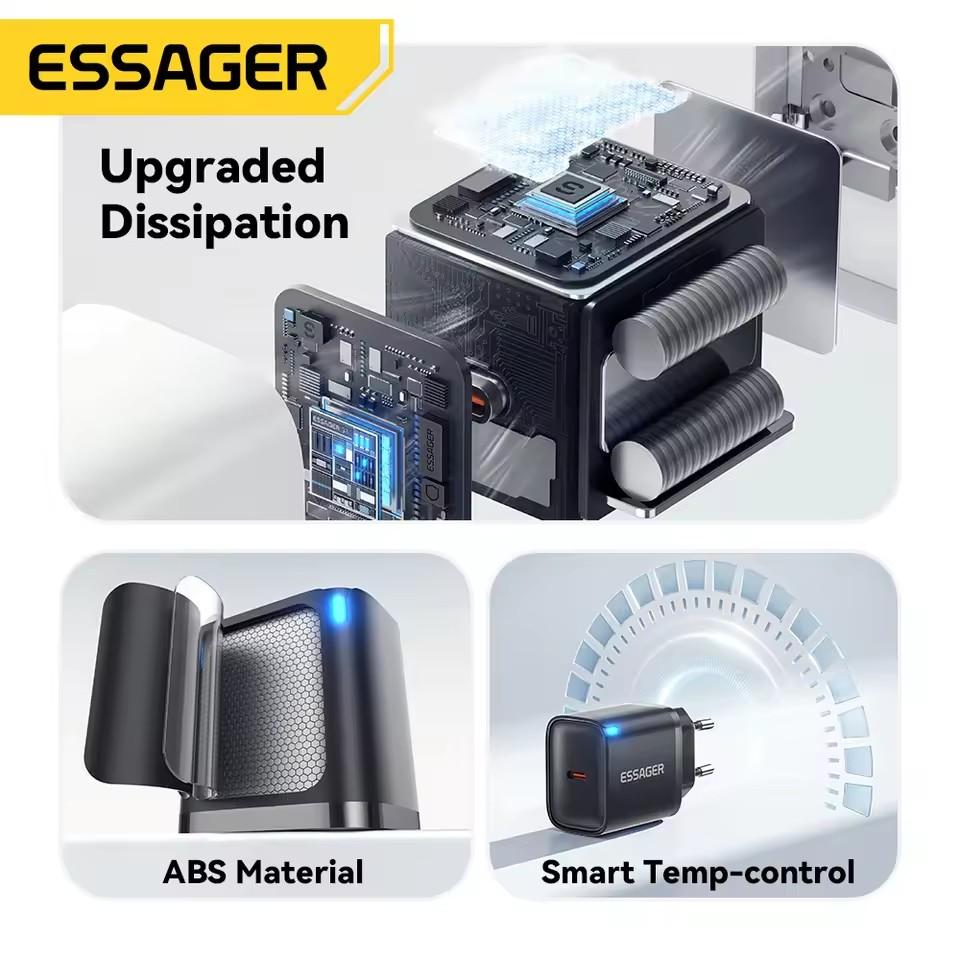 Essager Mini 30W Type C Charger PD QC3.0 Fast Type C Charger For iPhone 16 15 14 13 Pro Samsung S25 Xiaomi iPad Travel Adapter