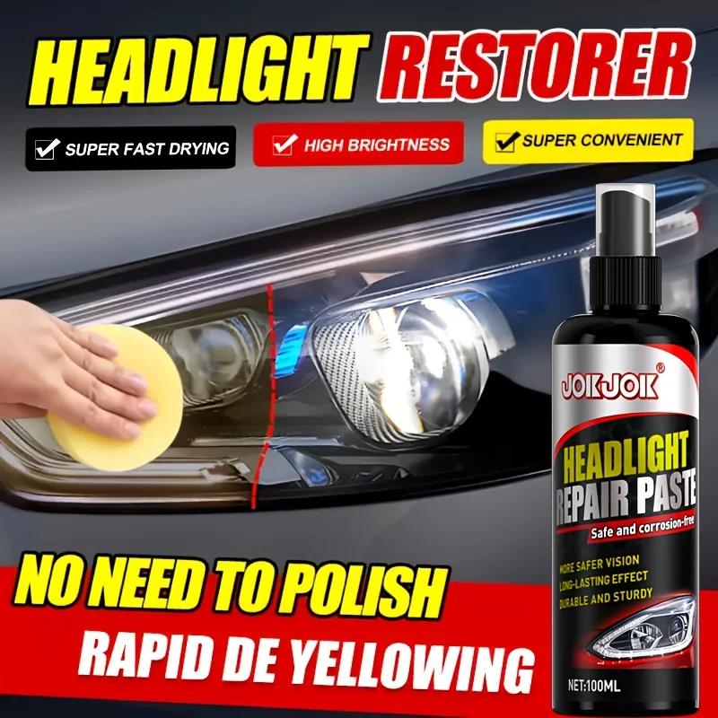 JOKJOK 100ml Ceramic Car Headlight Repair Spray - Advanced Yellowing and Oxidation Remover, Long-lasting Protective Coating